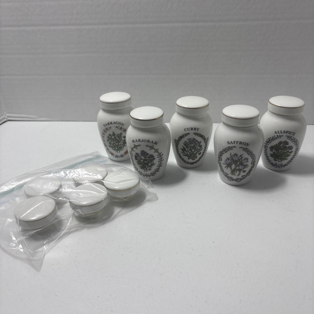 1985 Franklin Mint Fine Porcelain Spice Jars Lot Of 5+ EUC Gloria Concepts